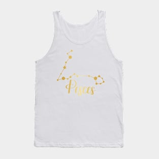 Pisces Zodiac Constellation in Gold Tank Top